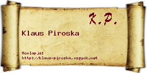 Klaus Piroska névjegykártya
