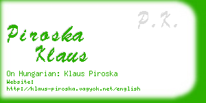 piroska klaus business card